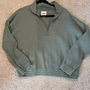 Aerie Women’s Green 1/4-Zip Waffle Sweater
